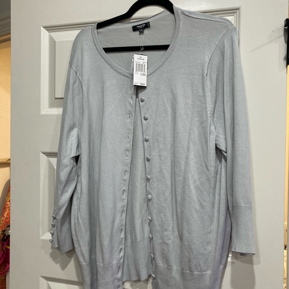 Premise Women's Soft Gray Button-Up Cardigan - Picture 1 of 5